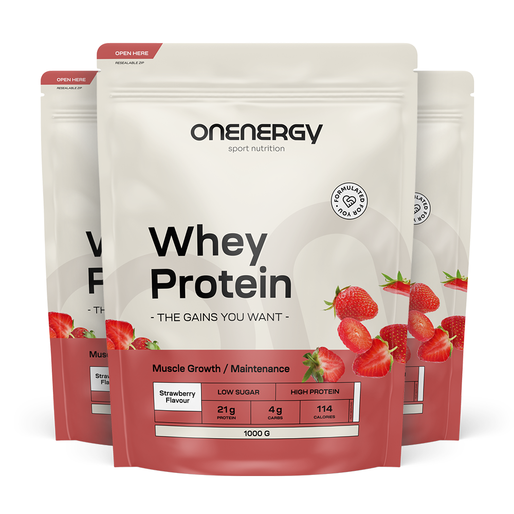 Whey proteini iz sirotke z okusom jagode